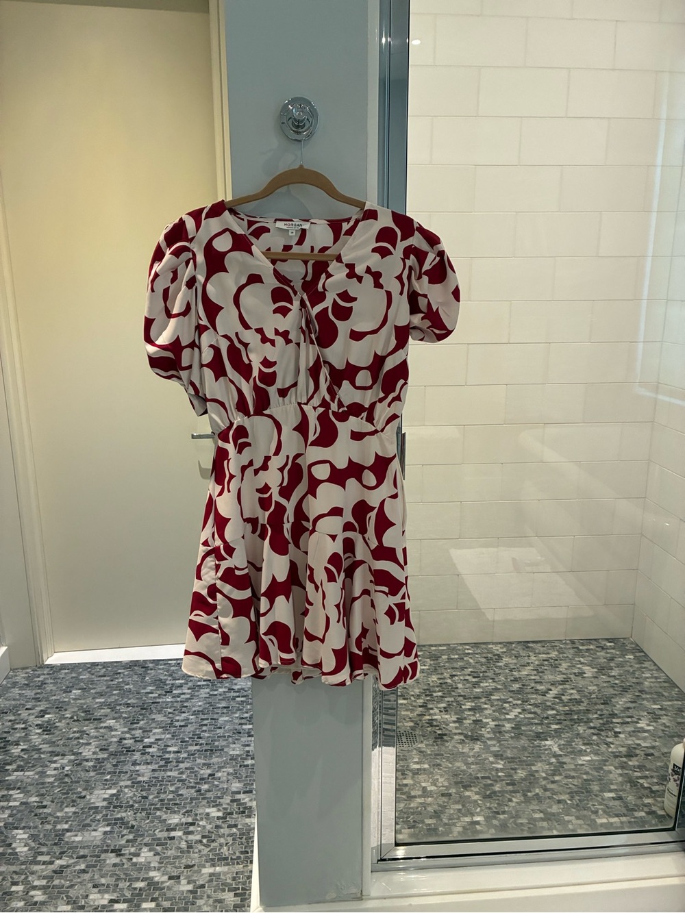 Red & White Floral Mini Dress by Morgan De Toi